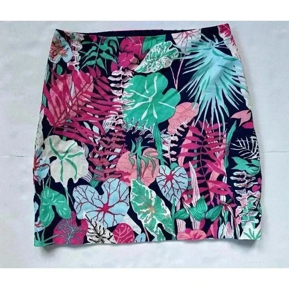 Talbots Woman Jungle Botanical Stretch Cotton Canvas Skirt Size 6 Floral EUC - Picture 2 of 7